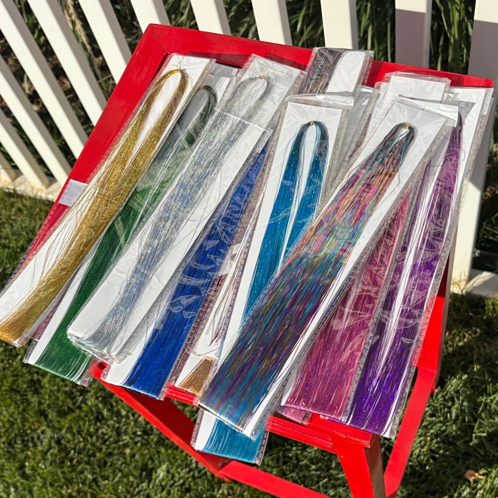 Hair Tinsel NWT , 12 Packages Assorted Colors All 21”